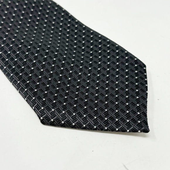 Dark Charcoal Gray Men’s Geometric Bird’s Eye Print Easy Care Polyester Tie 60” - Picture 3 of 5